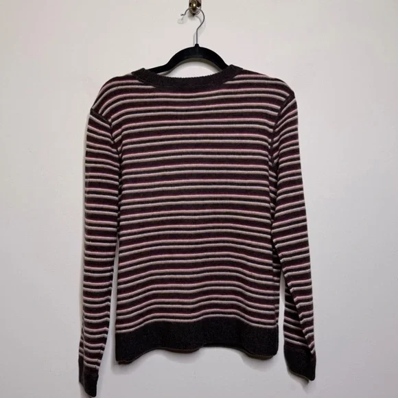 Reformation Cashmere Boyfriend Sweater in Compost Multi Stripe Size XS - Picture 4 of 5